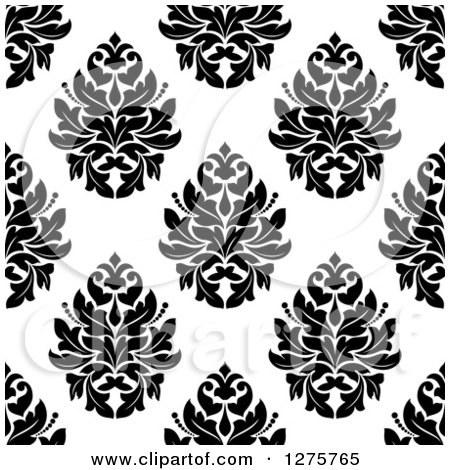 Clipart of a Seamless Pattern Background of Black and White Damask 3 - Royalty Free Vector Illustration by Vector Tradition SM