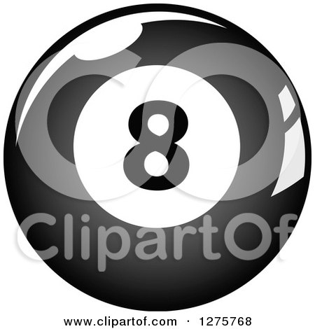 Clipart of a Grayscale Shiny Billiards Eightball - Royalty Free Vector Illustration by Vector Tradition SM