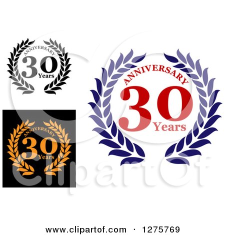 Clipart of 30 Years Laurel Wreath Anniversary Designs 9 - Royalty Free Vector Illustration by Vector Tradition SM