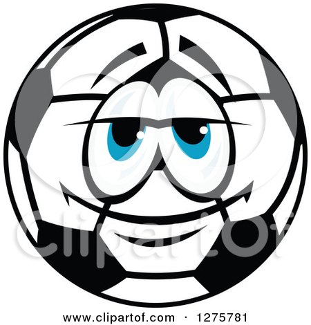 Clipart of a Blue Eyed Soccer Ball Character - Royalty Free Vector Illustration by Vector Tradition SM