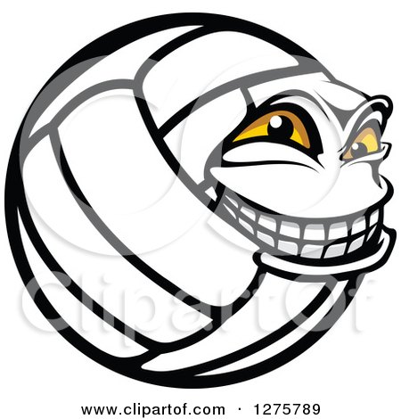 Clipart of a Grinning Volleyball Character Mascot in Profile - Royalty Free Vector Illustration by Vector Tradition SM