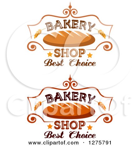 Clipart of Bakery Shop Designs with Bread Wheat and Stars - Royalty Free Vector Illustration by Vector Tradition SM