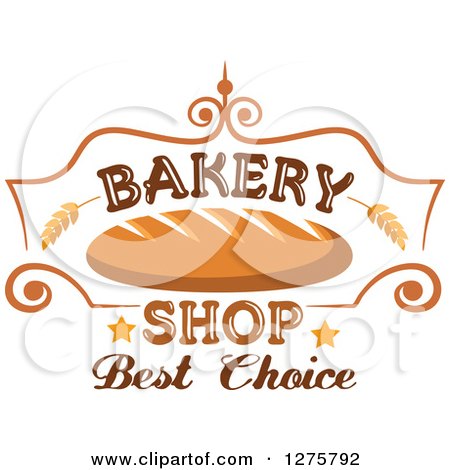 Clipart of a Bakery Shop Design with Bread Wheat and Stars - Royalty Free Vector Illustration by Vector Tradition SM