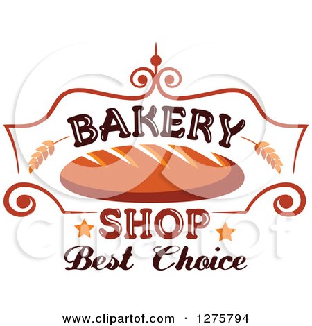 Clipart of a Bakery Shop Design with Bread Wheat and Stars 3 - Royalty Free Vector Illustration by Vector Tradition SM