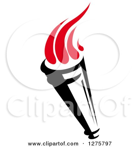 Clipart of a Black Torch with Red Flames 16 - Royalty Free Vector Illustration by Vector Tradition SM