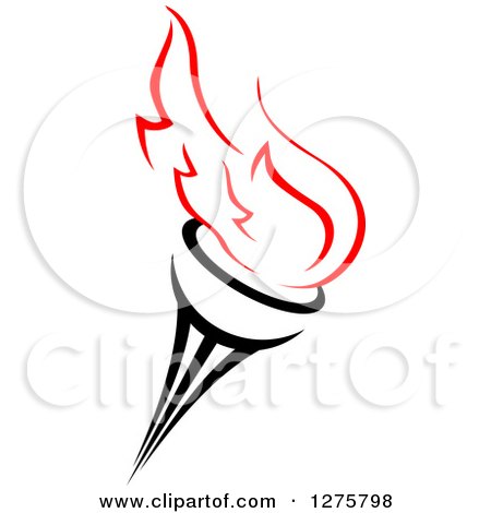 Clipart of a Black Torch with Red Flames 17 - Royalty Free Vector Illustration by Vector Tradition SM