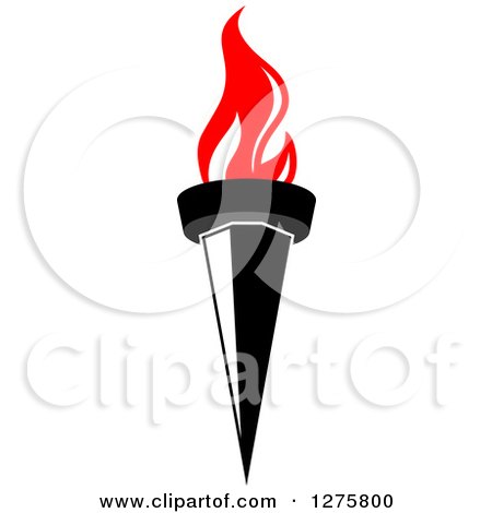Clipart of a Black Torch with Red Flames 19 - Royalty Free Vector Illustration by Vector Tradition SM