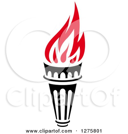 Clipart of a Black Torch with Red Flames 14 - Royalty Free Vector Illustration by Vector Tradition SM