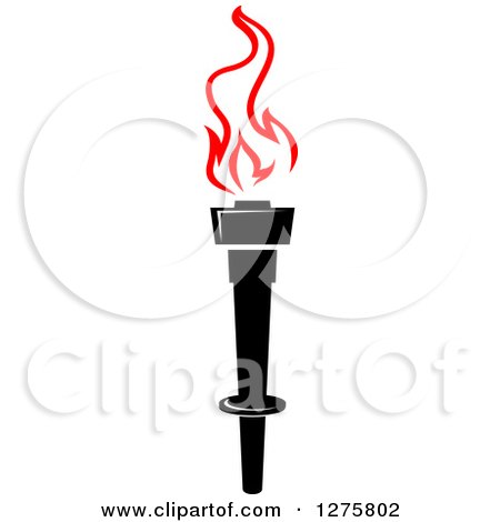 Clipart of a Black Torch with Red Flames 15 - Royalty Free Vector Illustration by Vector Tradition SM
