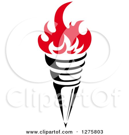 Clipart of a Black Torch with Red Flames 13 - Royalty Free Vector Illustration by Vector Tradition SM