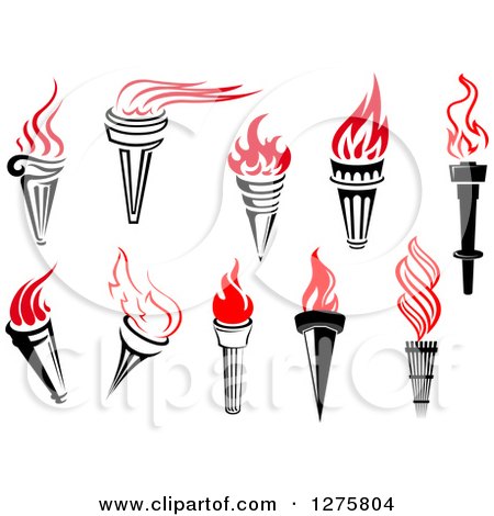 Clipart of Black Torches with Red Flames 2 - Royalty Free Vector Illustration by Vector Tradition SM