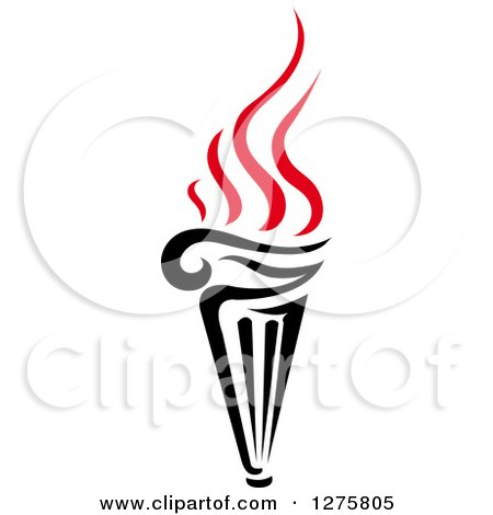 Clipart of a Black Torch with Red Flames 11 - Royalty Free Vector Illustration by Vector Tradition SM