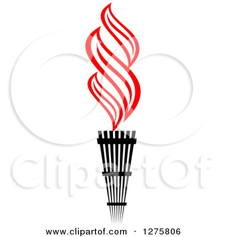 Clipart of a Black Torch with Red Flames 20 - Royalty Free Vector Illustration by Vector Tradition SM