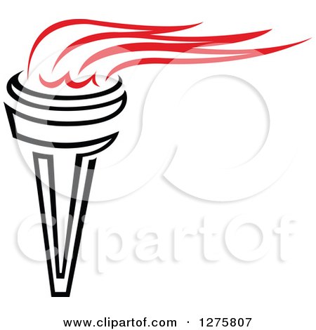Clipart of a Black Torch with Red Flames 12 - Royalty Free Vector Illustration by Vector Tradition SM