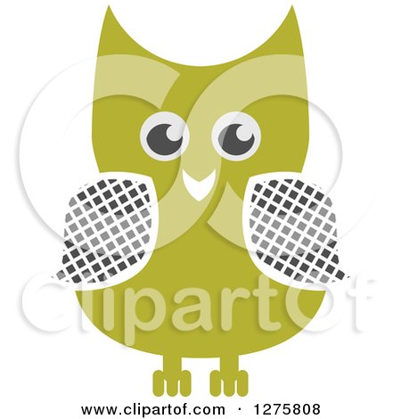 Clipart of a Happy Green Owl - Royalty Free Vector Illustration by Vector Tradition SM