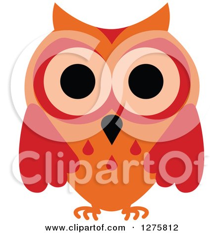 Clipart of a Red and Orange Owl - Royalty Free Vector Illustration by Vector Tradition SM