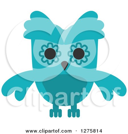 Clipart of a Turquoise Owl - Royalty Free Vector Illustration by Vector Tradition SM