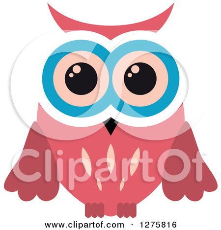 Clipart of a Pink White and Blue Owl - Royalty Free Vector Illustration by Vector Tradition SM