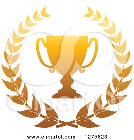 Clipart of a Gold Championship Trophy Cup in a Wreath - Royalty Free Vector Illustration by Vector Tradition SM
