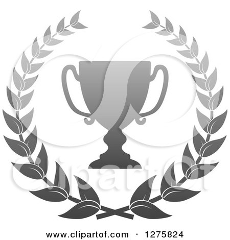 Clipart of a Silver Championship Trophy Cup in a Wreath - Royalty Free Vector Illustration by Vector Tradition SM