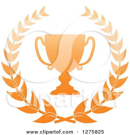Clipart of a Bronze Championship Trophy Cup in a Wreath - Royalty Free Vector Illustration by Vector Tradition SM
