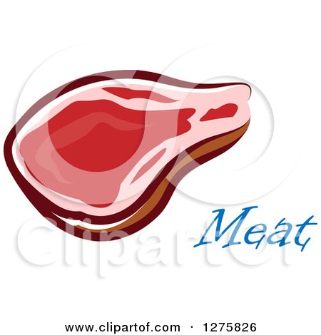 Clipart of a Beef Steak over Meat Text - Royalty Free Vector Illustration by Vector Tradition SM
