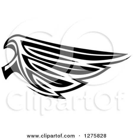 Clipart of a Black and White Feathered Wing 11 - Royalty Free Vector Illustration by Vector Tradition SM