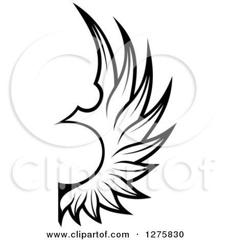 Clipart of a Black and White Feathered Wing 14 - Royalty Free Vector Illustration by Vector Tradition SM