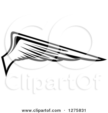 Clipart of a Black and White Feathered Wing 15 - Royalty Free Vector Illustration by Vector Tradition SM