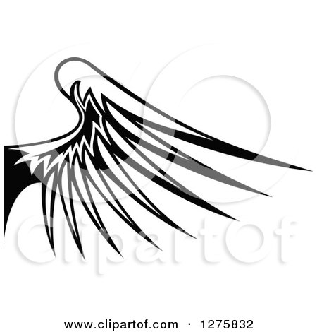 Clipart of a Black and White Feathered Wing 16 - Royalty Free Vector Illustration by Vector Tradition SM