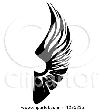 Clipart of a Black and White Feathered Wing 19 - Royalty Free Vector Illustration by Vector Tradition SM