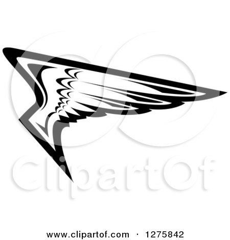 Clipart of a Black and White Feathered Wing 13 - Royalty Free Vector Illustration by Vector Tradition SM