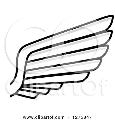 Clipart of a Grayscale Wing - Royalty Free Vector Illustration by Vector Tradition SM