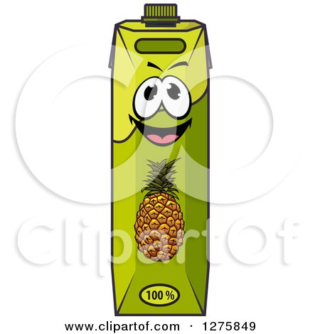 Clipart of a Happy Pineapple Juice Carton Character - Royalty Free Vector Illustration by Vector Tradition SM