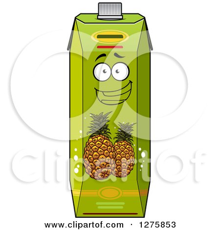 Clipart of a Happy Pineapple Juice Carton Character 2 - Royalty Free Vector Illustration by Vector Tradition SM