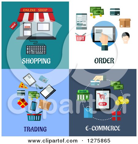 Clipart of Shopping, Order, Trading and E Commerce Designs - Royalty Free Vector Illustration by Vector Tradition SM