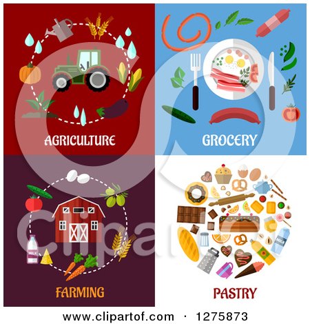Clipart of Agriculture Grocery Farming and Pastry Designs - Royalty Free Vector Illustration by Vector Tradition SM