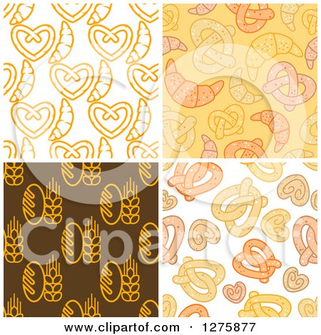 Clipart of Bread, Soft Pretzel and Croissant Backgrounds 2 - Royalty Free Vector Illustration by Vector Tradition SM