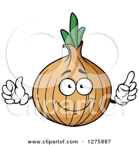 Clipart of a Happy Yellow Onion Character Holding up a Finger - Royalty Free Vector Illustration by Vector Tradition SM