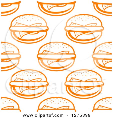Clipart of a Seamless Pattern Background of Orange Cheeseburger - Royalty Free Vector Illustration by Vector Tradition SM