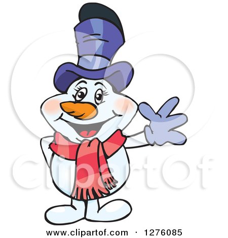 Clipart of a Happy Mrs Snowman Waving - Royalty Free Vector Illustration by Dennis Holmes Designs