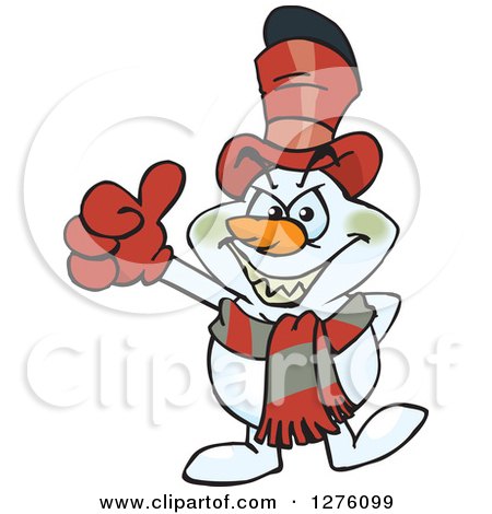 Clipart of a Grinning Evil Snowman Giving a Thumb up - Royalty Free Vector Illustration by Dennis Holmes Designs