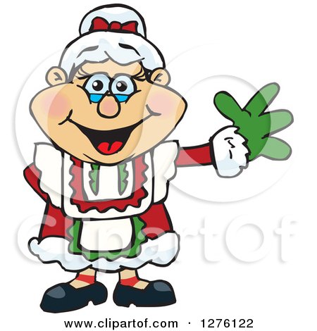 Clipart of a Happy Mrs Claus Waving - Royalty Free Vector Illustration by Dennis Holmes Designs