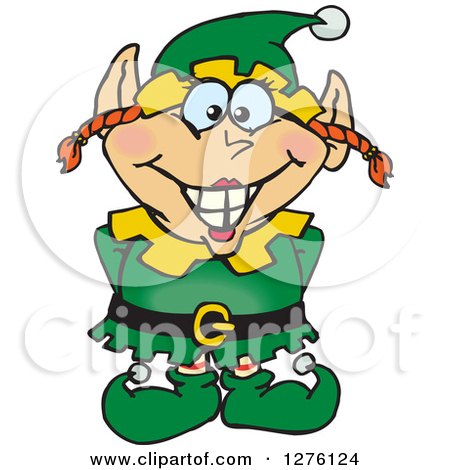 Clipart of a Happy Female Christmas Elf - Royalty Free Vector Illustration by Dennis Holmes Designs