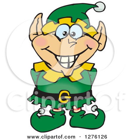 Clipart of a Happy Male Christmas Elf - Royalty Free Vector Illustration by Dennis Holmes Designs