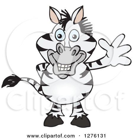 Clipart of a Happy Zebra Waving - Royalty Free Vector Illustration by Dennis Holmes Designs
