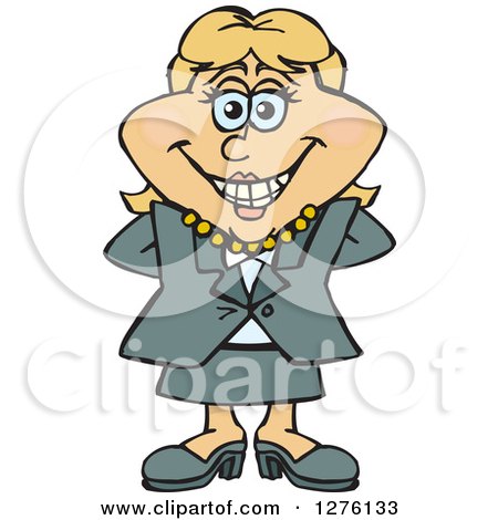Clipart of a Happy White Businesswoman Standing - Royalty Free Vector Illustration by Dennis Holmes Designs