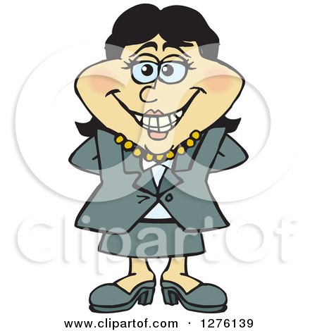 Clipart of a Happy Asian Businesswoman Standing - Royalty Free Vector Illustration by Dennis Holmes Designs
