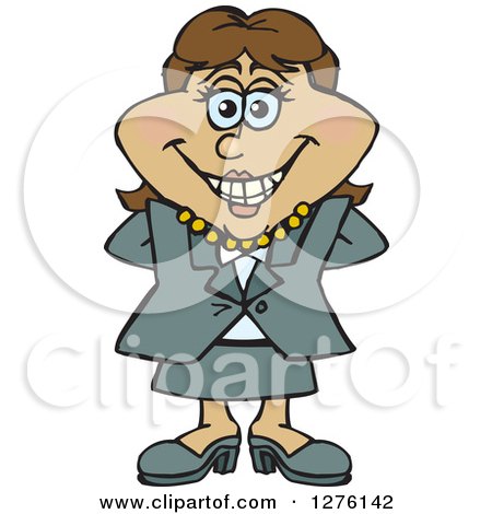 Clipart of a Happy Hispanic Businesswoman Standing - Royalty Free Vector Illustration by Dennis Holmes Designs