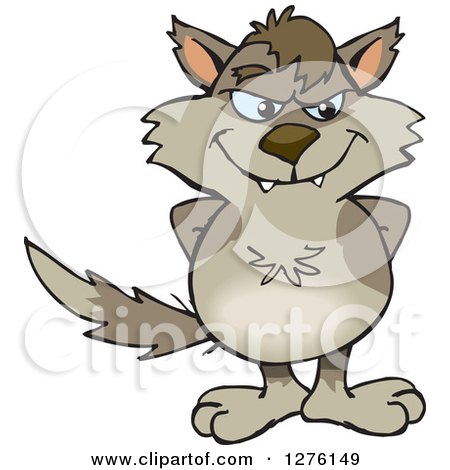 Clipart of a Grinning Wolf Standing - Royalty Free Vector Illustration by Dennis Holmes Designs